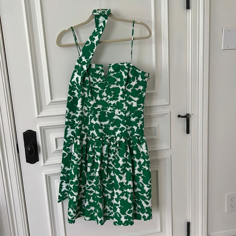 Milly Green and White Belted Dress